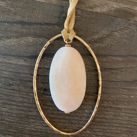 Long Pink Stone Pendant Necklace - Picture 3 of 6